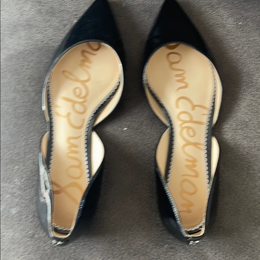 Black leather flats